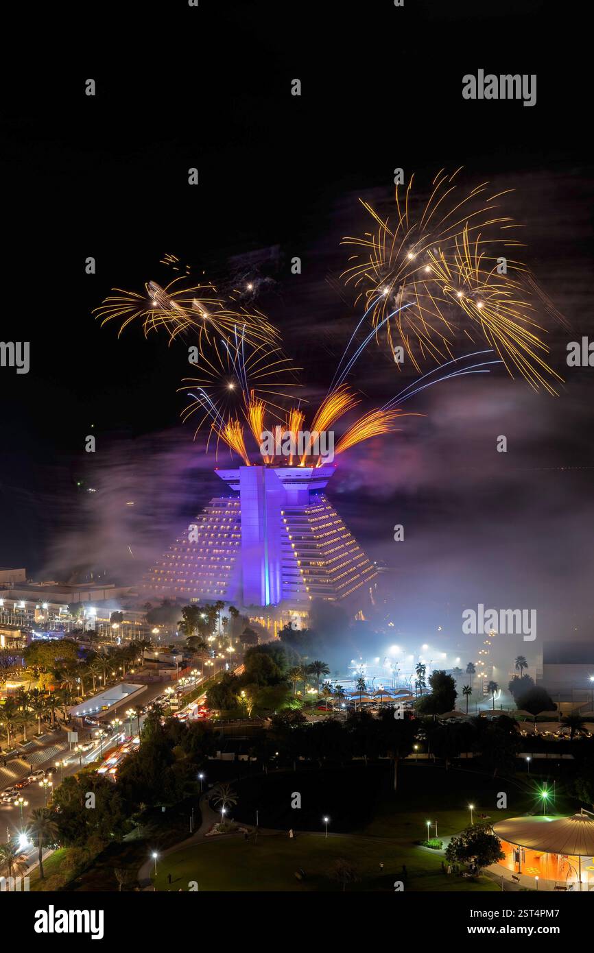 Fireworks at Qatar international Food festival 2025. QIFF 2025 Stock ...