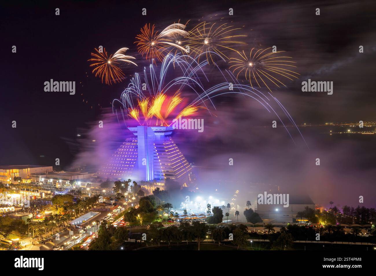 Fireworks at Qatar international Food festival 2025. QIFF 2025 Stock ...