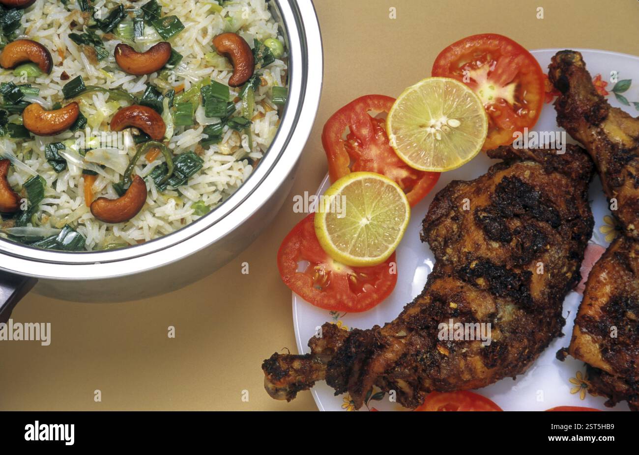 Non-Vegetarian Food - Rice with Chicken Stock Photo - Alamy
