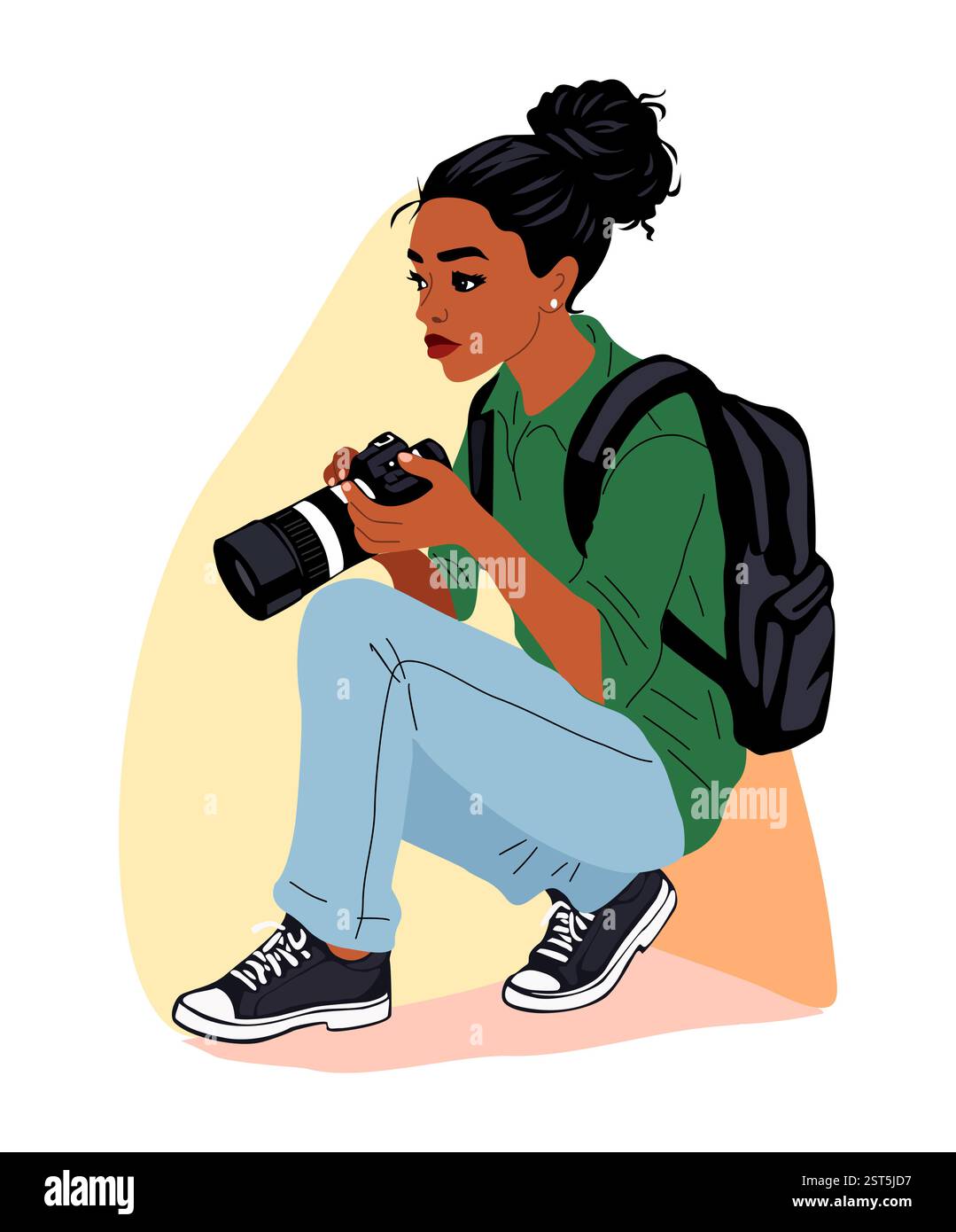 Woman lady female taking a photo photograph Stock Vector Images - Alamy