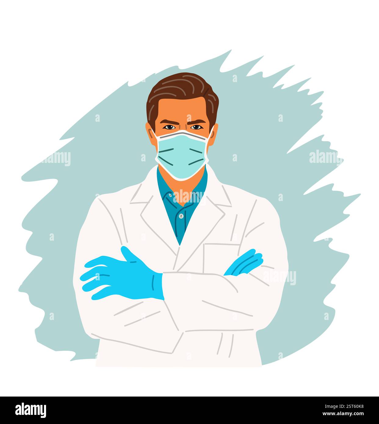 Caucasian man in white coat Stock Vector Images - Alamy
