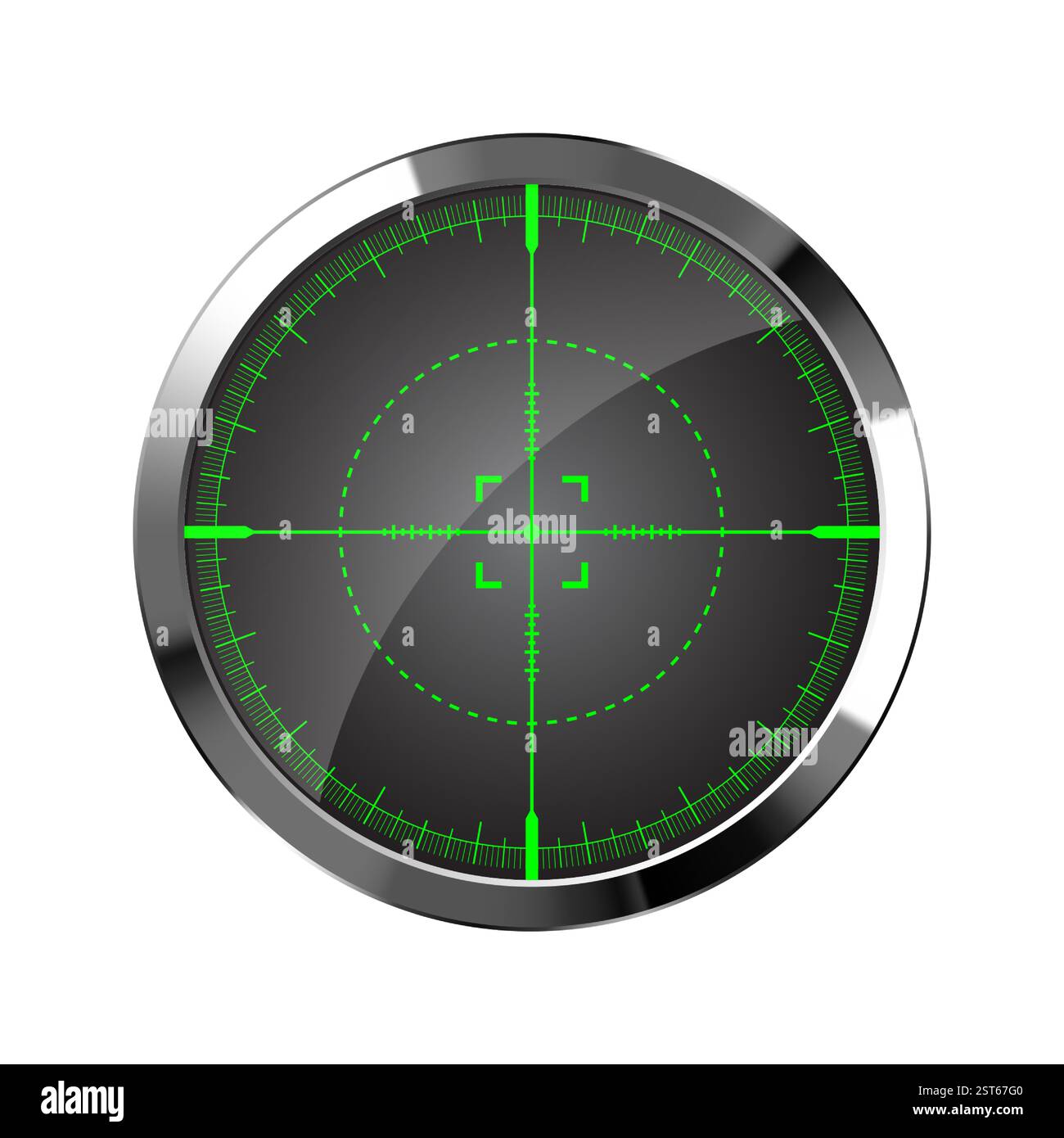Chrome weapon night sight, sniper rifle optical scope. Hunting gun ...