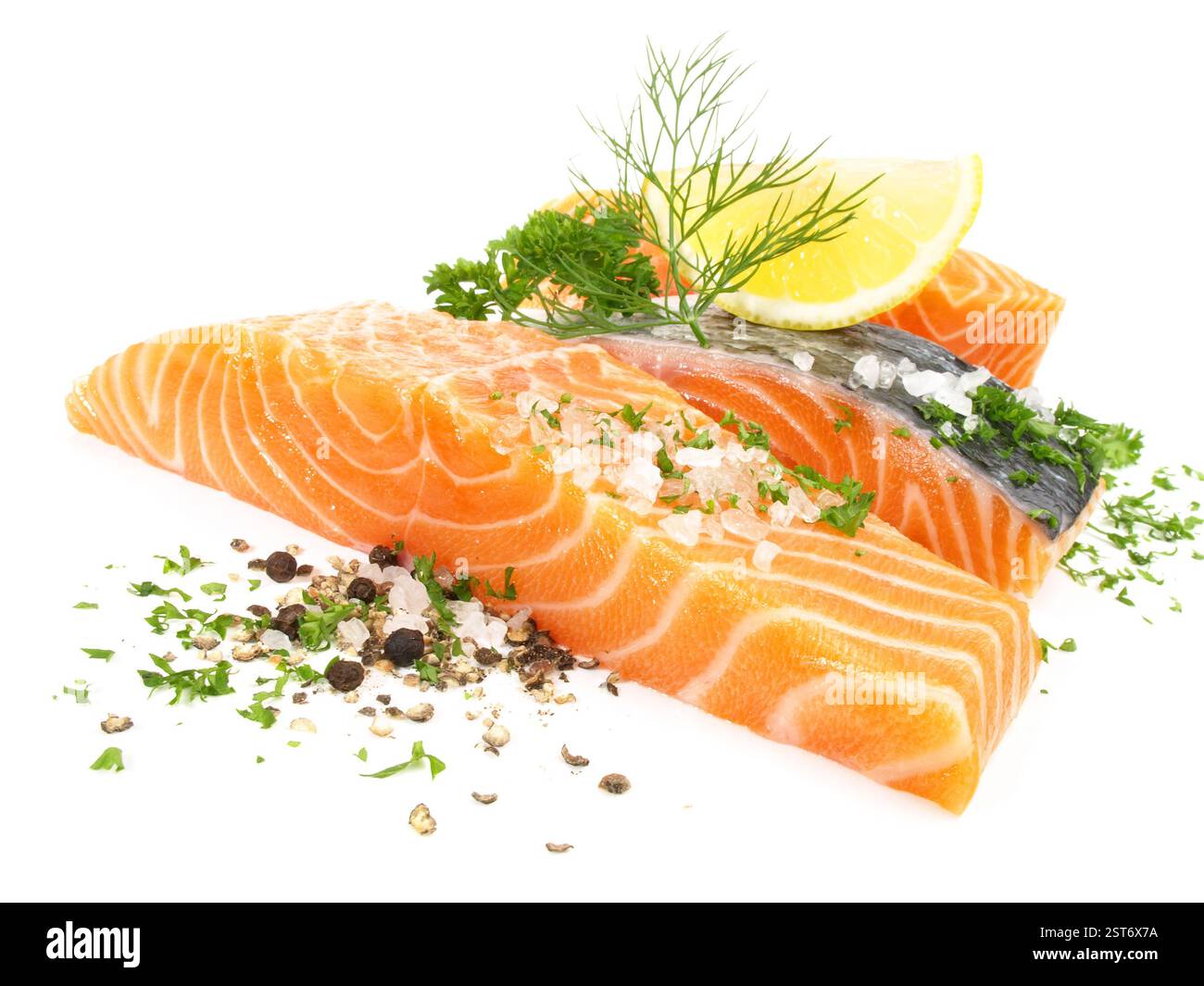 Salmon - Fish Fillet on white Background Stock Photo - Alamy