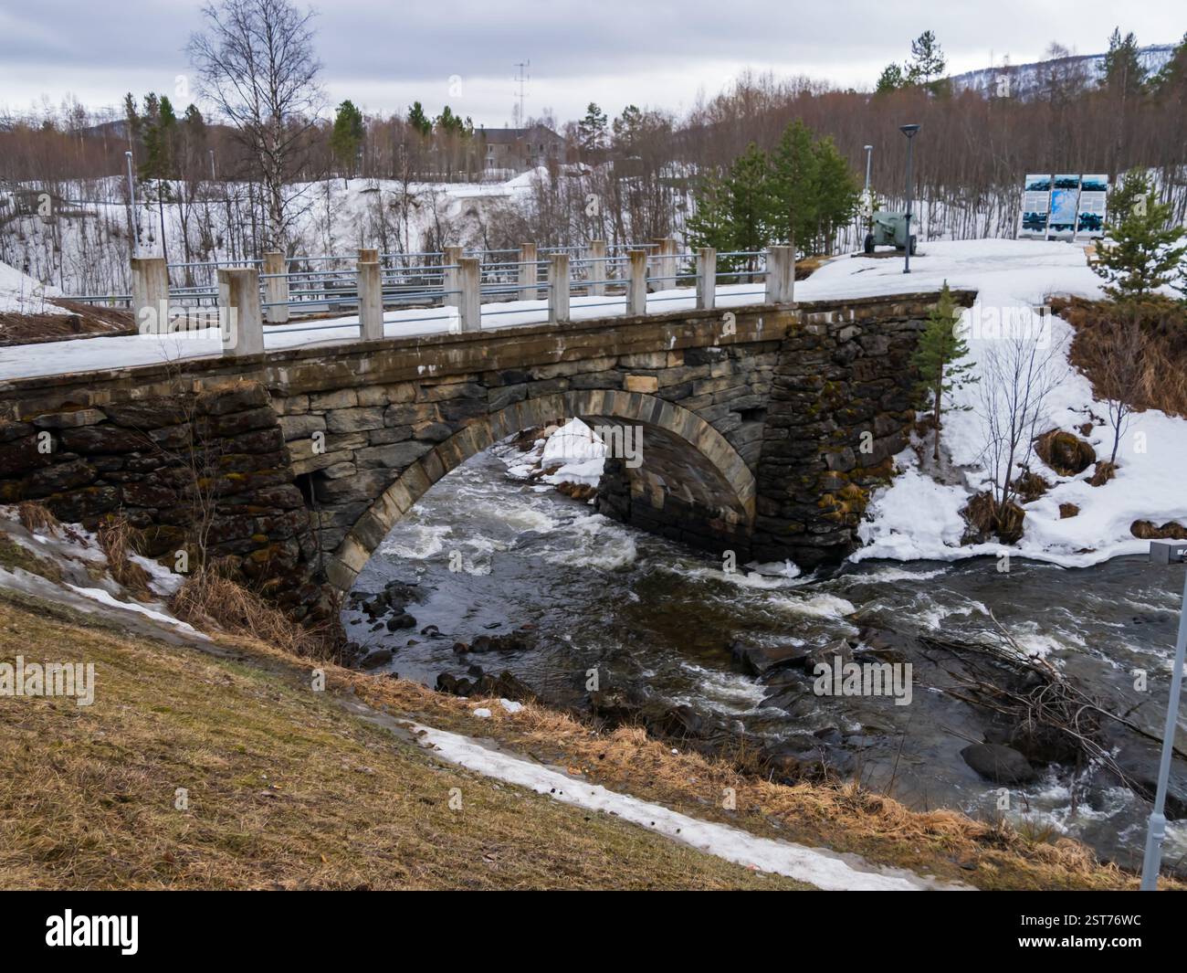Bardufoss Bardufoss, Norway - Apr 20, 2023: Historic bridge Andselben from 1923 ...