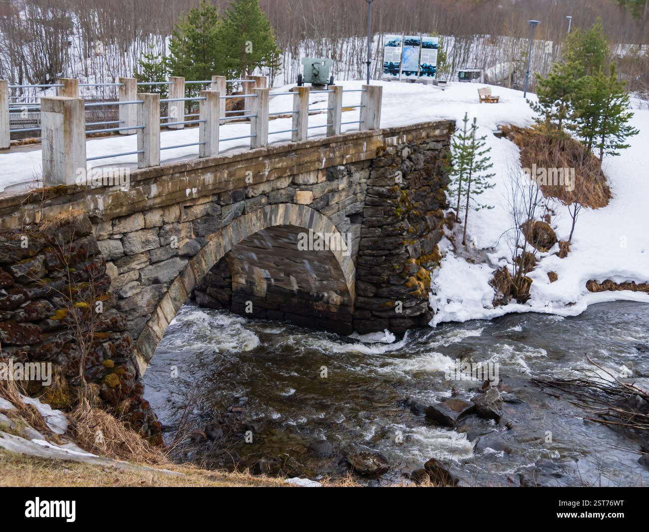 Bardufoss Bardufoss, Norway - Apr 20, 2023: Historic bridge Andselben from 1923 ...