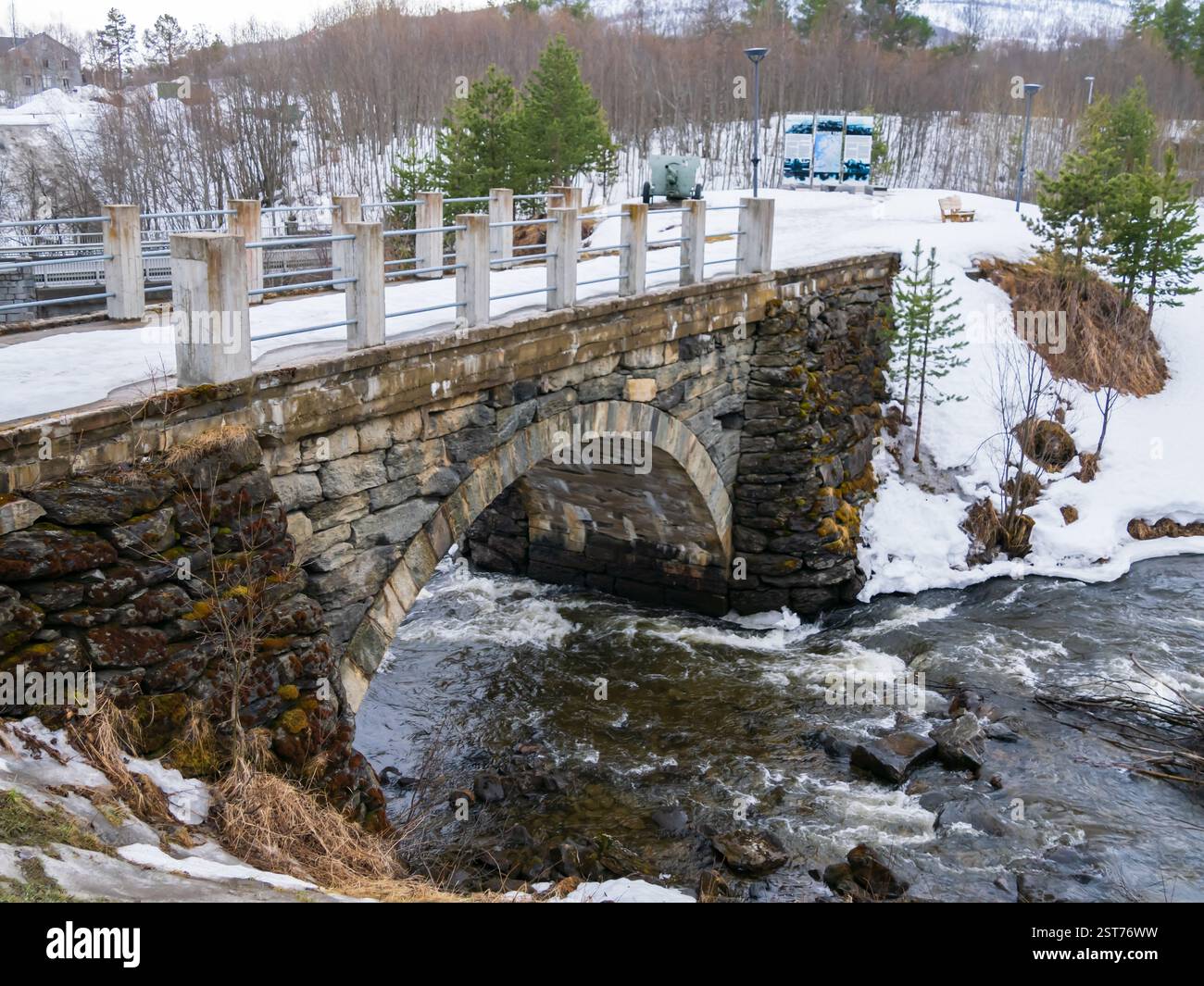 Bardufoss Bardufoss, Norway - Apr 20, 2023: Historic bridge Andselben from 1923 ...