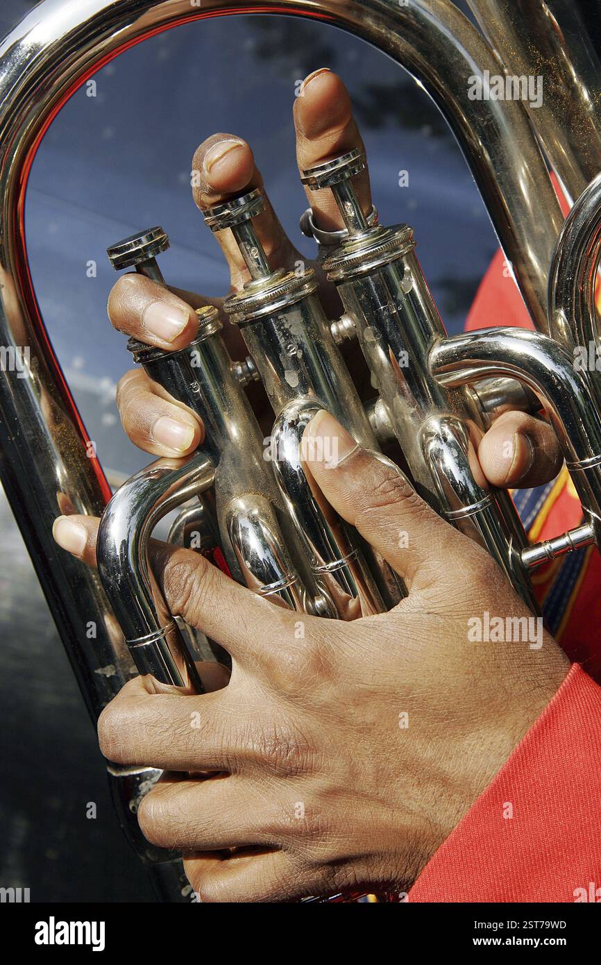 Musical instrument trumpet known as 'Baja' played during Indian ...
