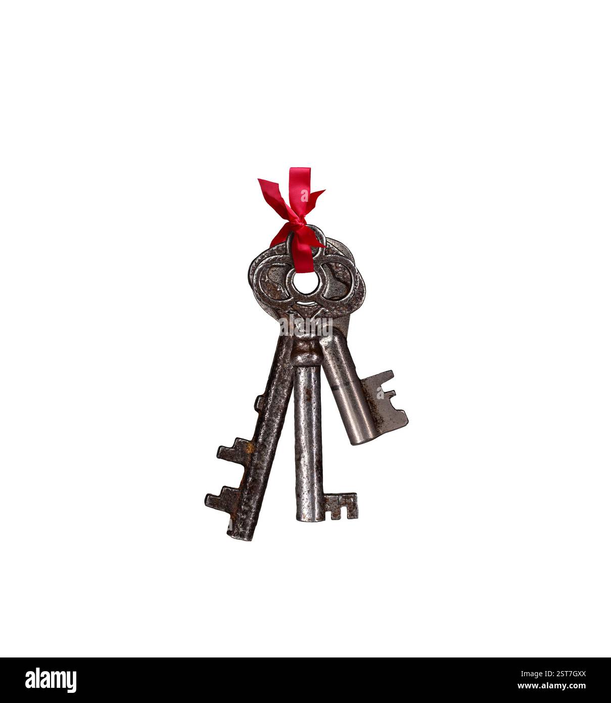 Old rusty antique key bundle isolated cutout Stock Photo - Alamy