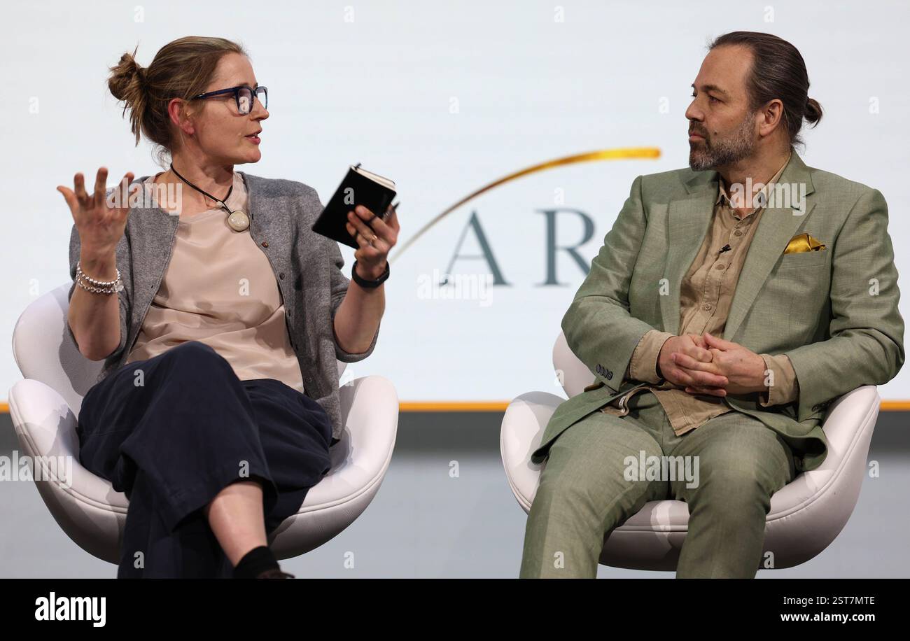 London, UK. 17th Feb, 2025. Image © Licensed to Parsons Media. 17/02/2025. London, United Kingdom. The Alliance For Responsible Citizenship Conference - Day One. ExCel London. The ÔIdentity in The Digital AgeÕ panel. Interview: Peter Thiel interviewed via video link by Jordan Peterson. Panel Chair: Jordan Peterson Panellists: Jonathan Pageau, Mary Harrington. Speaker: Sophie Winkleman during the Alliance for Responsible Citizenship conference 2025. Picture by Credit: andrew parsons/Alamy Live News Stock Photo