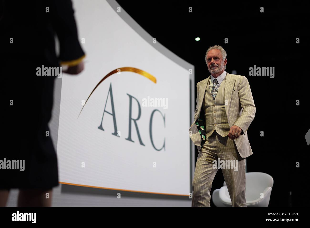 London, UK. 17th Feb, 2025. Image © Licensed to Parsons Media. 17/02/2025. London, United Kingdom. The Alliance For Responsible Citizenship Conference - Day One. ExCel London. The ÔIdentity in The Digital AgeÕ panel. Interview: Peter Thiel interviewed via video link by Jordan Peterson. Panel Chair: Jordan Peterson Panellists: Jonathan Pageau, Mary Harrington. Speaker: Sophie Winkleman during the Alliance for Responsible Citizenship conference 2025. Picture by Credit: andrew parsons/Alamy Live News Stock Photo