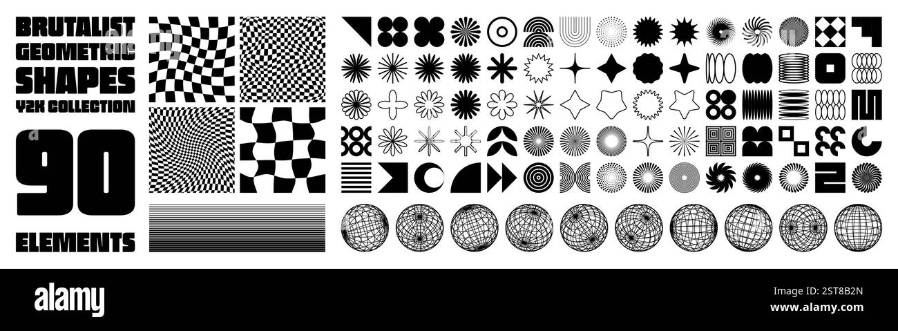 Brutalist geometric shapes, modern symbols. Groovy checkered pattern ...