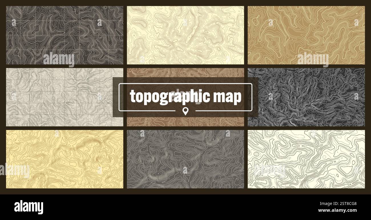 Geographic Colorful Pattern Colorful topographic map with contour lines. Geographic terrain grid ...