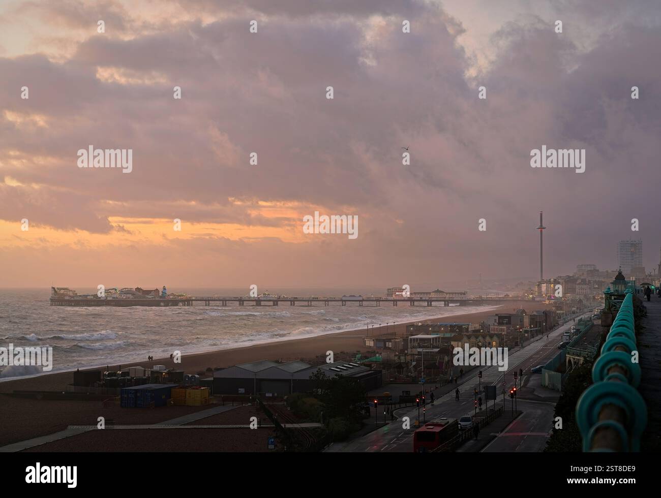 Dusk over Brighton seafront Stock Photo