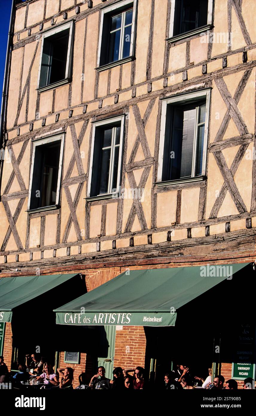 HAUTE-GARONNE (31) TOULOUSE. LE CAFE DES ARTISTES SUR LE QUAI DE LA DAURADE AU BORD DE LA GARONNE Stock Photo