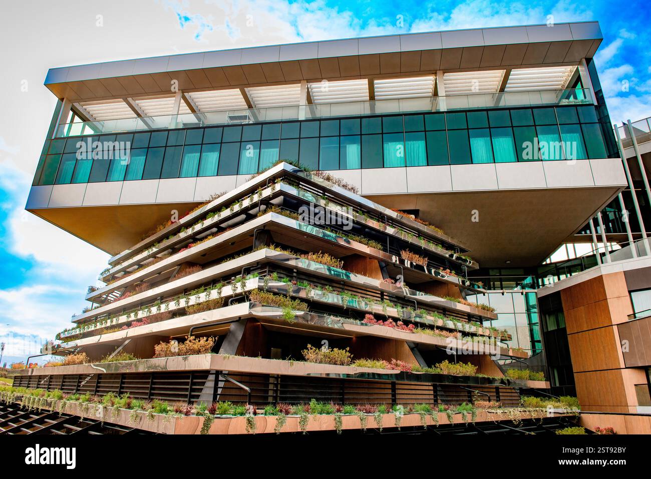 Bergamo Italy 10 February 2025: Triangular architectural structure with ...