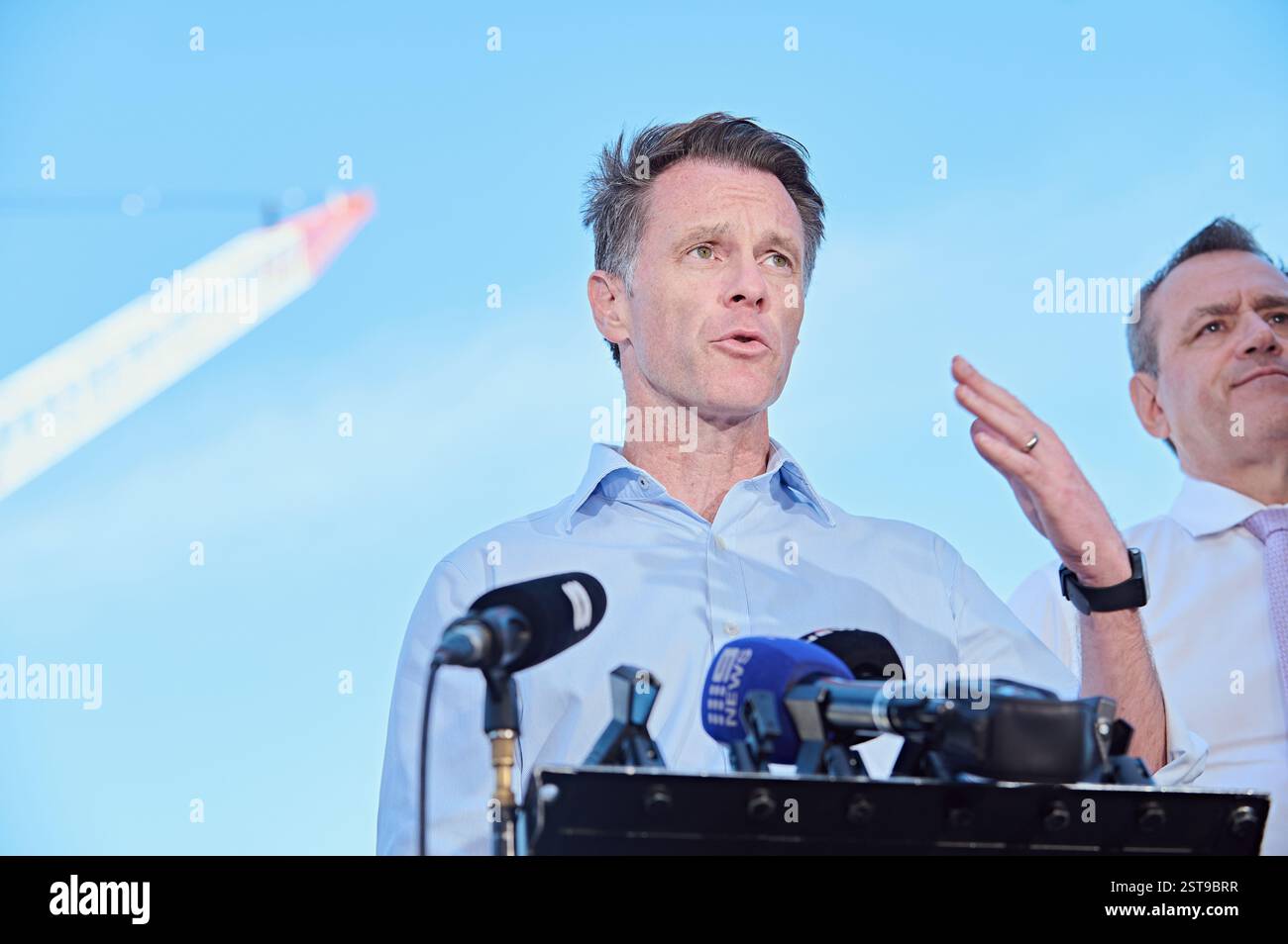 NSW Premier Chris Minns during a visit to the Sydney Fish Market site ...