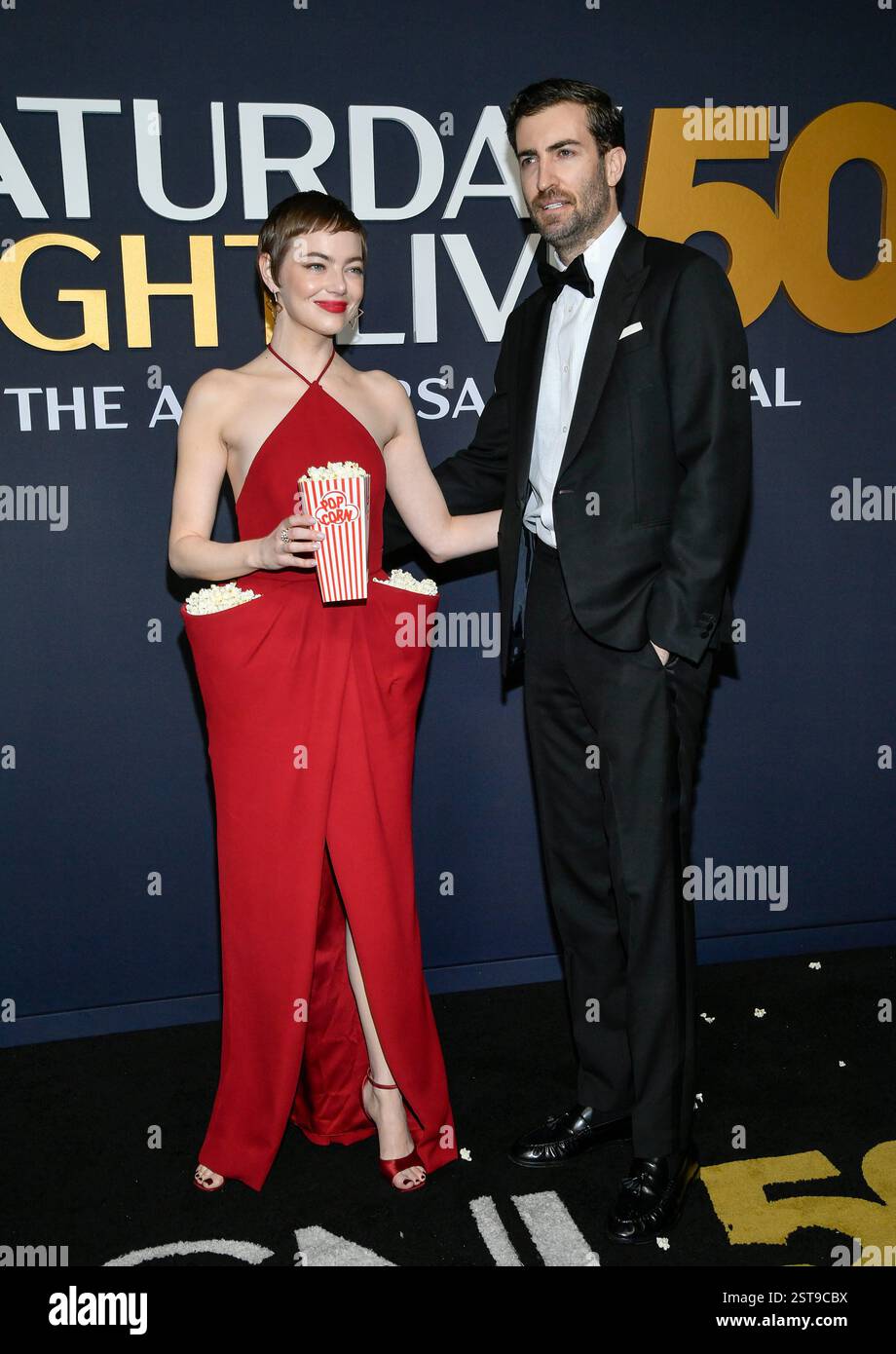 Emma Stone, left, and Dave McCary attend the SNL50: The Anniversary ...