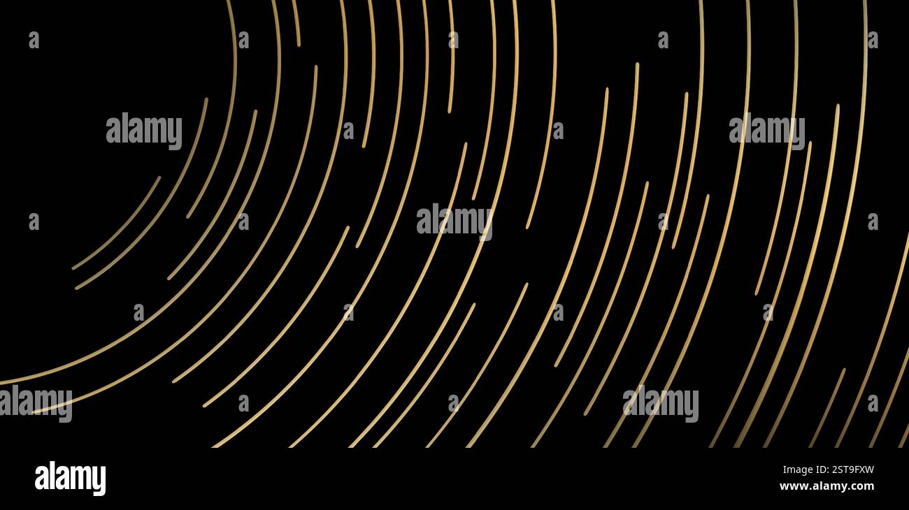 Abstract gold lines on a black background radial design for website ...