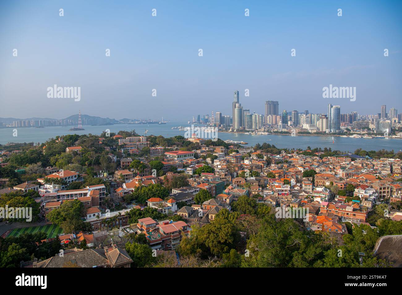 Panoramic view of Gulangyu Island in Xiamen, China, copy space for text Stock Photo