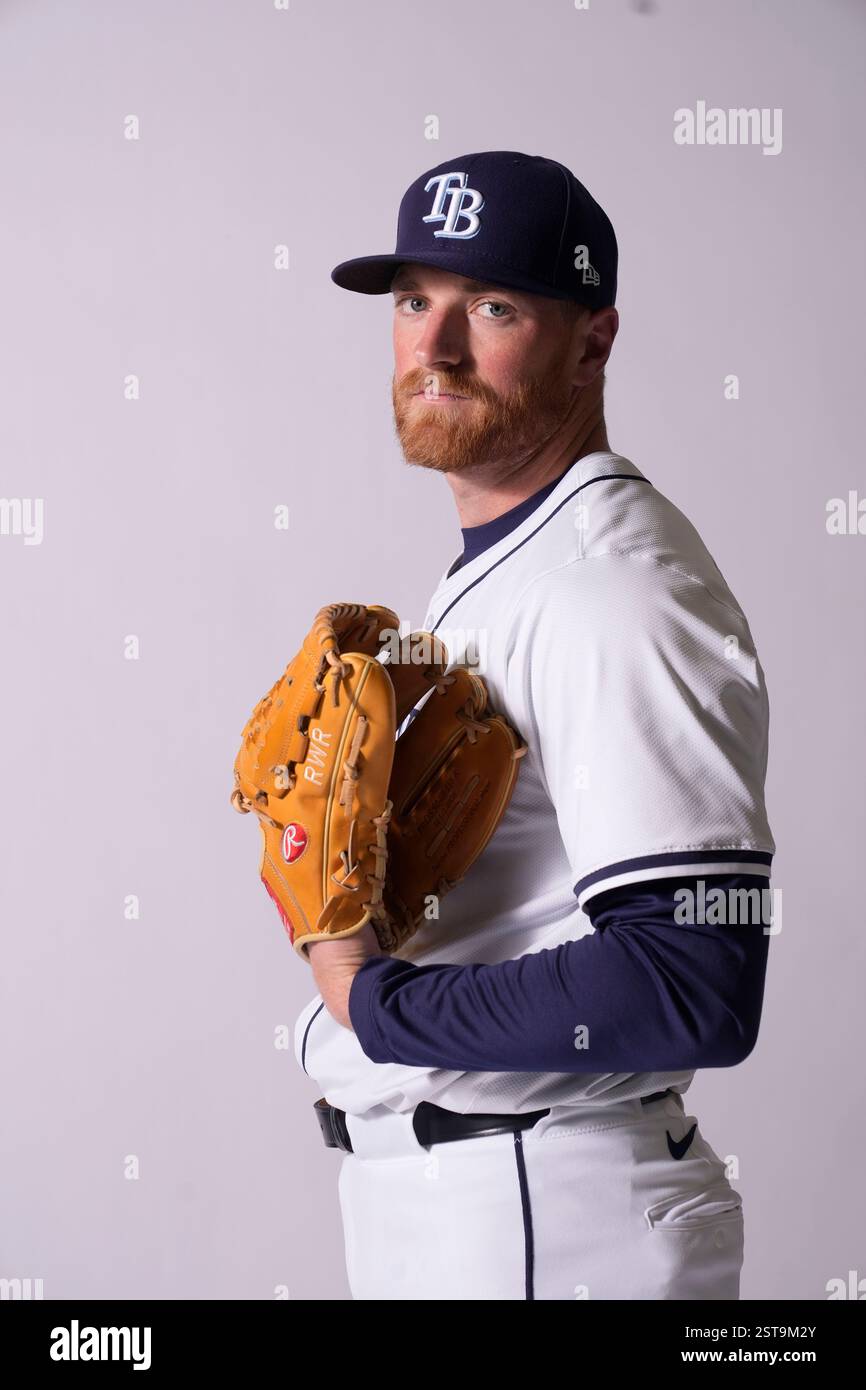 Tampa Bay Rays pitcher Drew Rasmussen poses for a portrait during photo ...