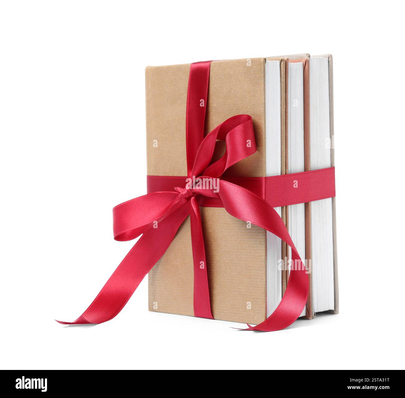 Book Stack With Ribbon Mark Stack of book with red ribbon on white background Stock Photo - Alamy