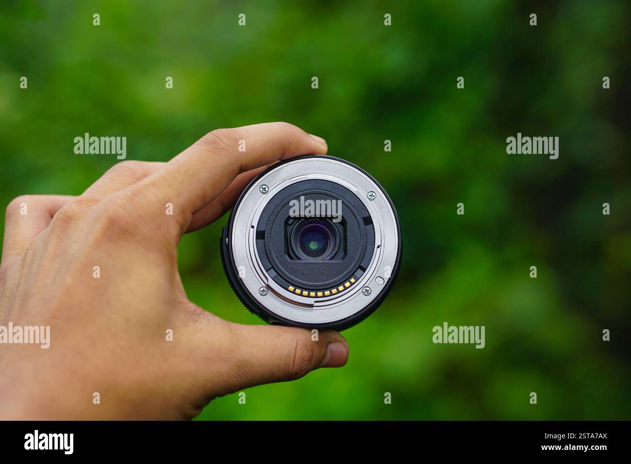 Auto focus lens mount close up shot Stock Photo