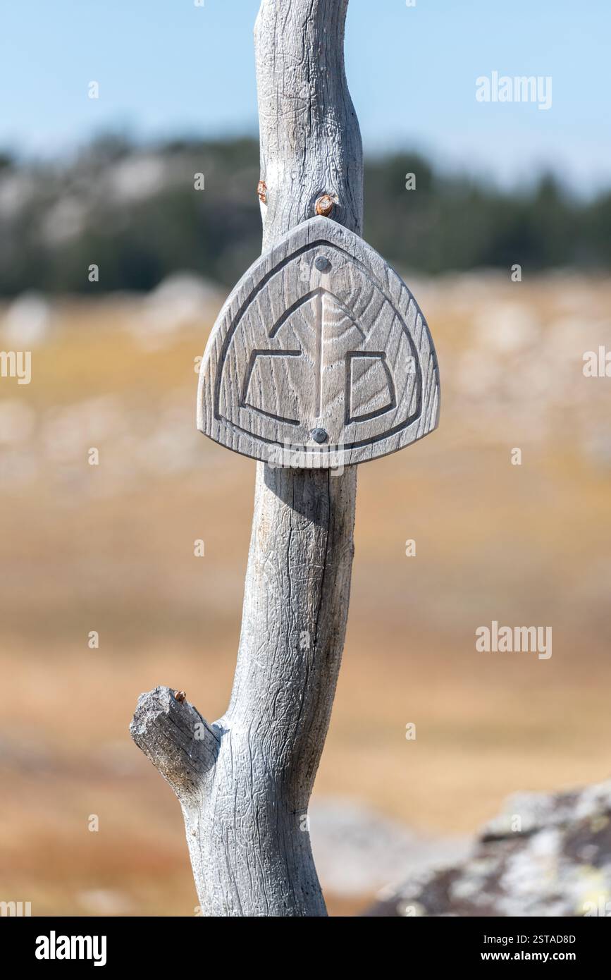 Continental Divide Trail marker, Bridger Wilderness, Wyoming Stock ...