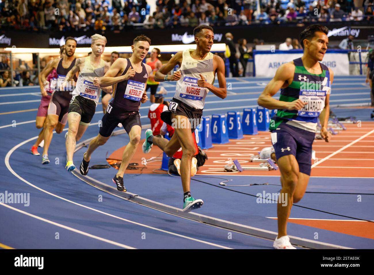 Feb 08, 2025; New York City , New York, USA Yared Nuguse of the USA runs in the NYRR Men’s