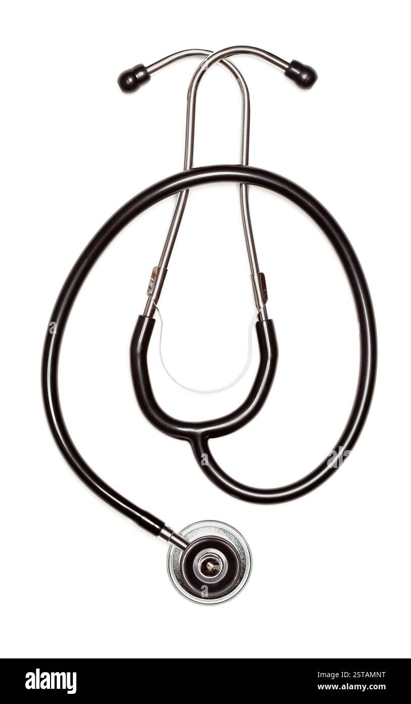 Black Stethoscope Isolated on a White Background Stock Photo - Alamy