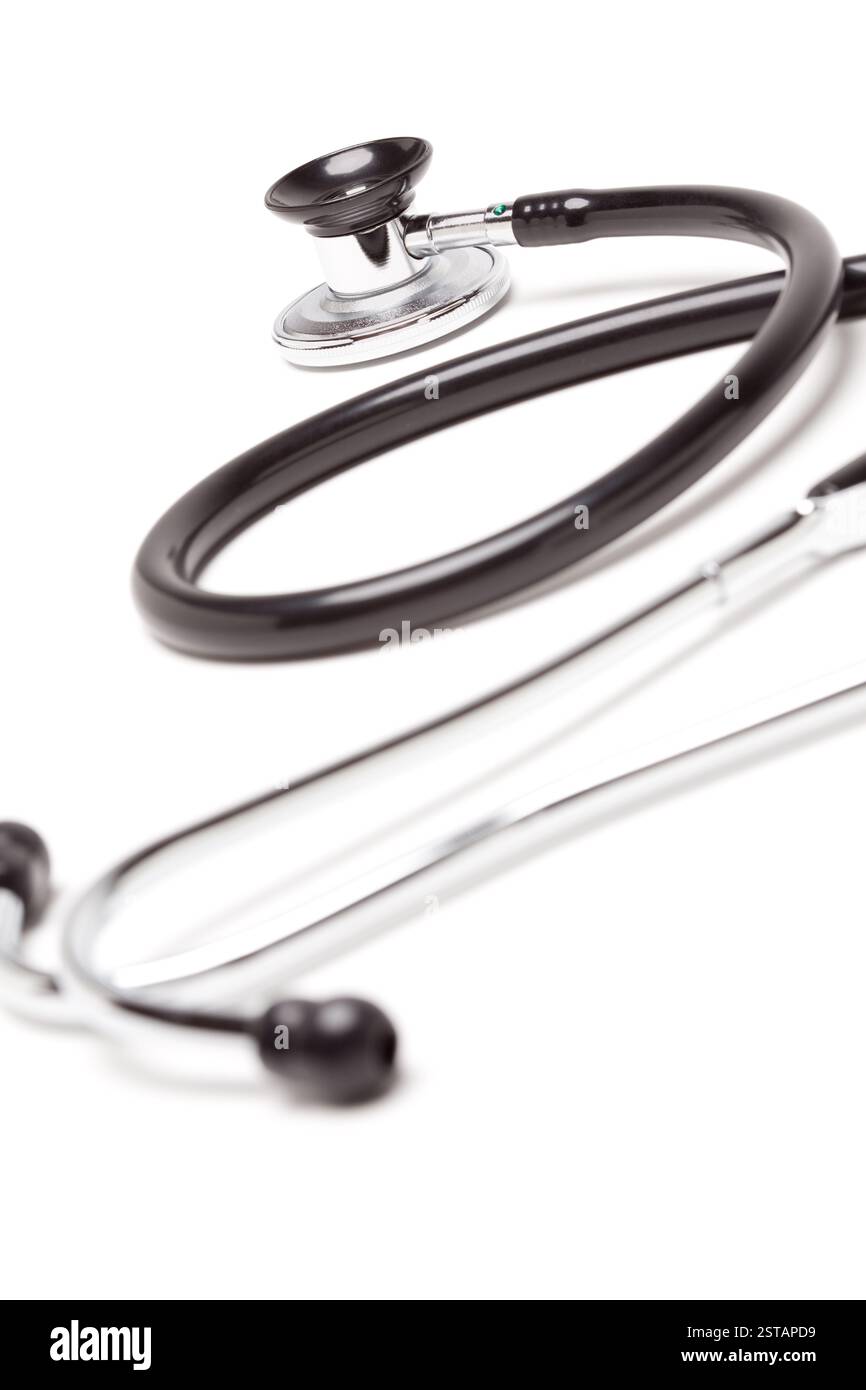 Black Stethoscope Isolated on a White Background Stock Photo - Alamy