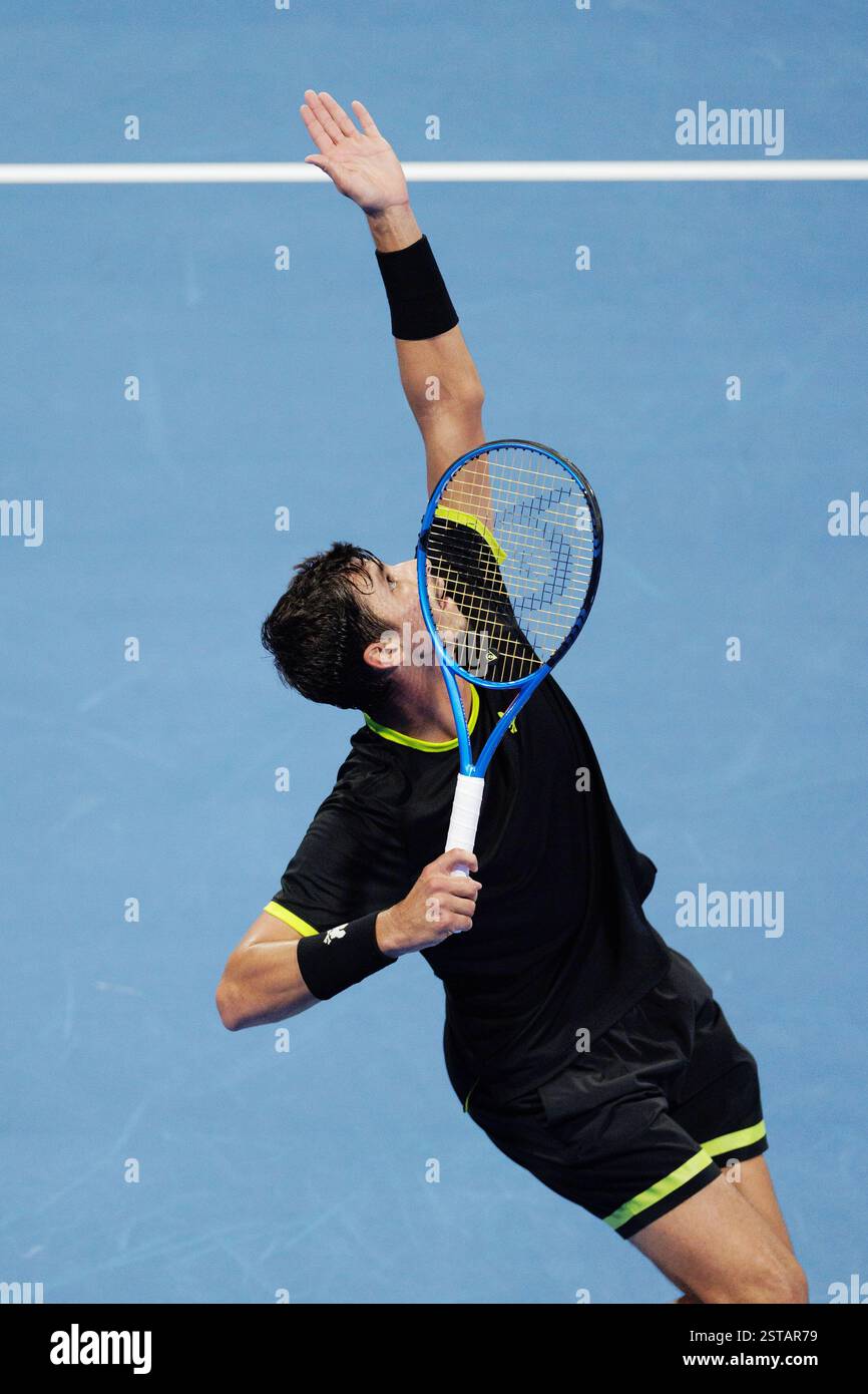 Doha, Qatar. 17th Feb, 2025. Alexei Popyrin of Australia during the
