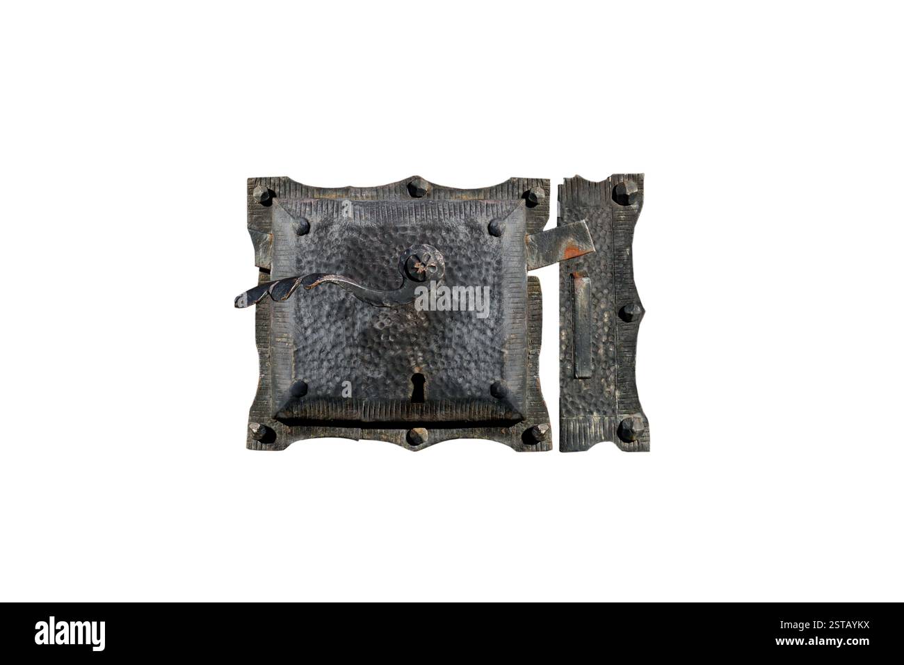 vintage metal door lock isolated on a white background Stock Photo - Alamy