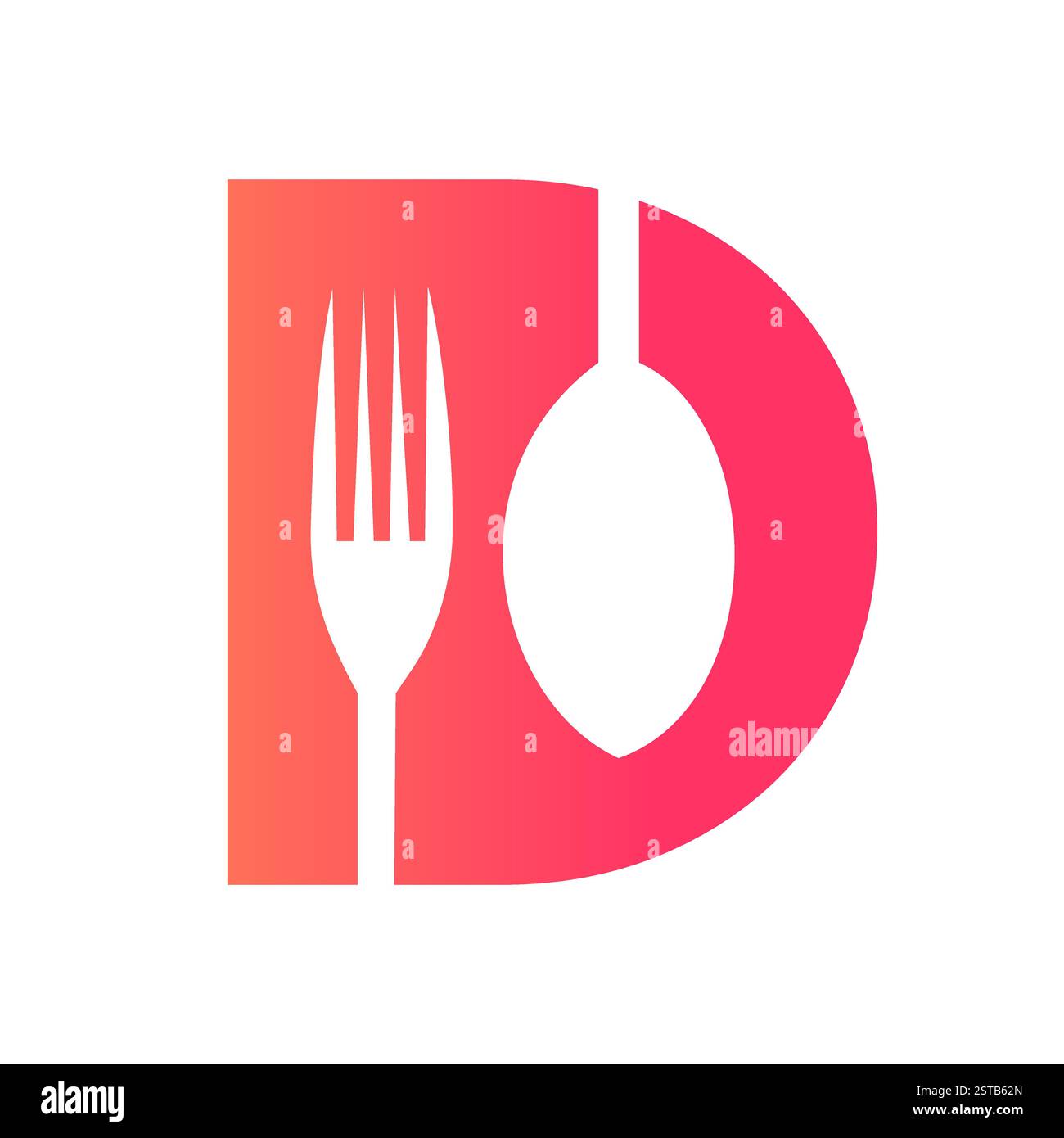 Initial Letter D Restaurant Logo Design Concept With Fork and Spoon Symbol Stock Vector