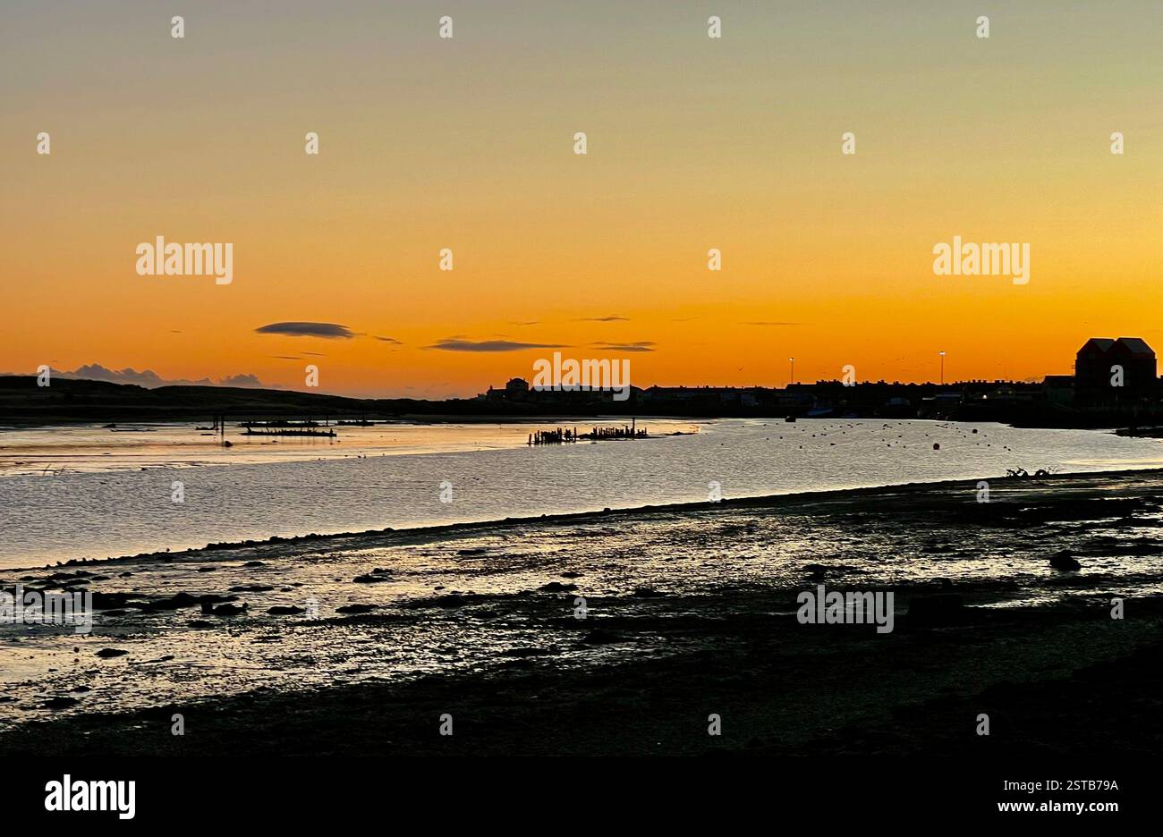 Dawn over the River Coquet, Amble, Northumberland, north east England UK - Smartphone Captured Stock Image
