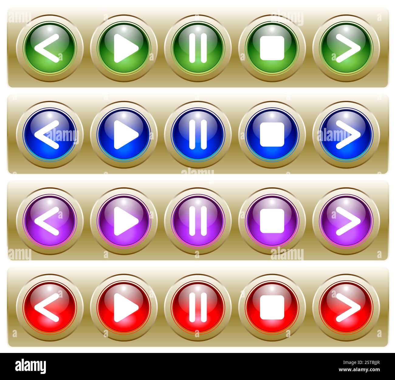 Four Sets of Player Control Buttons Stock Photo