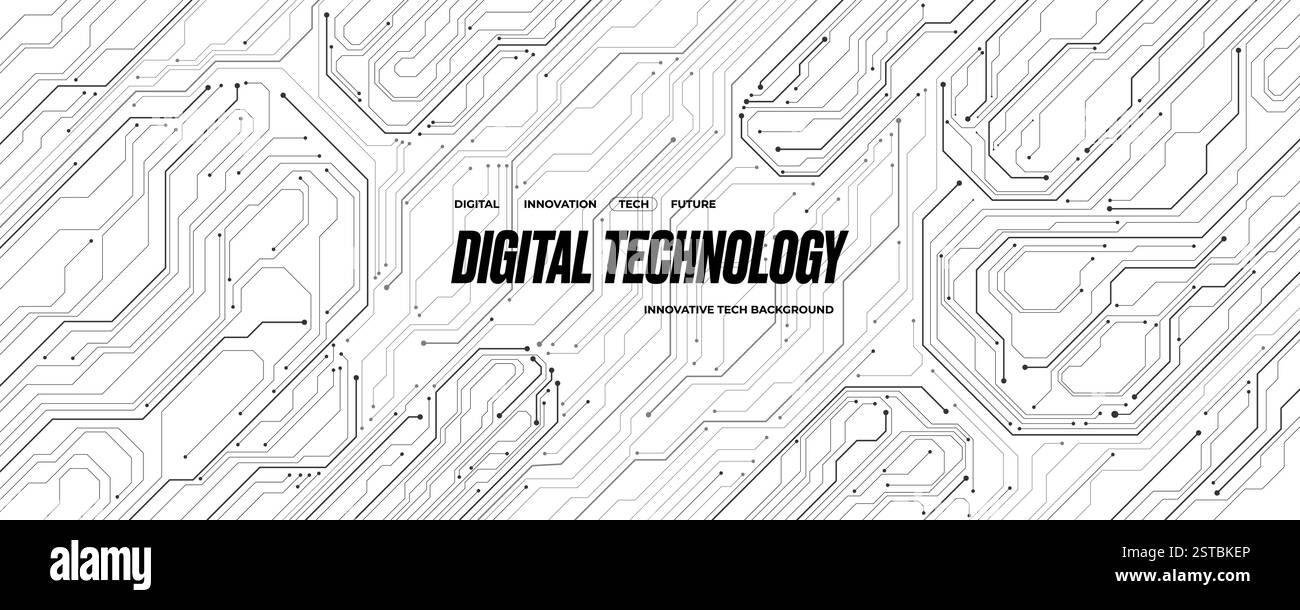 Black white circuit board technology background Stock Vector Image ...
