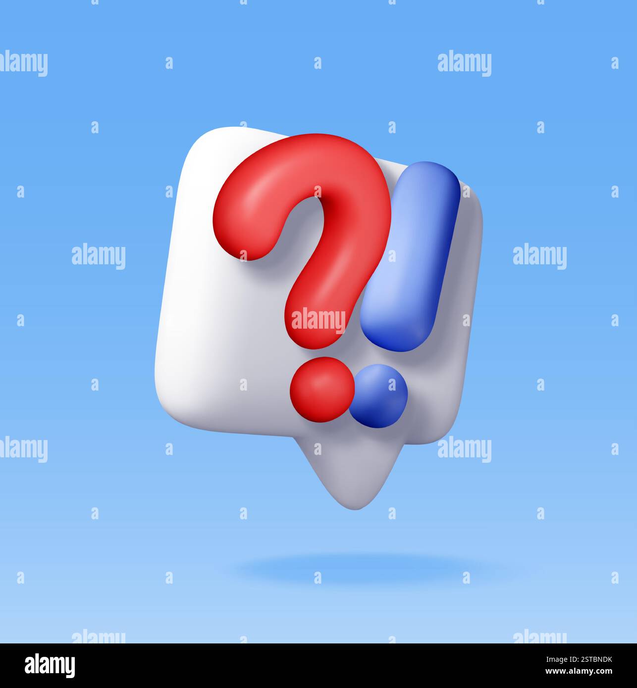 3d question and exclamation marks in speech bubble Stock Vector