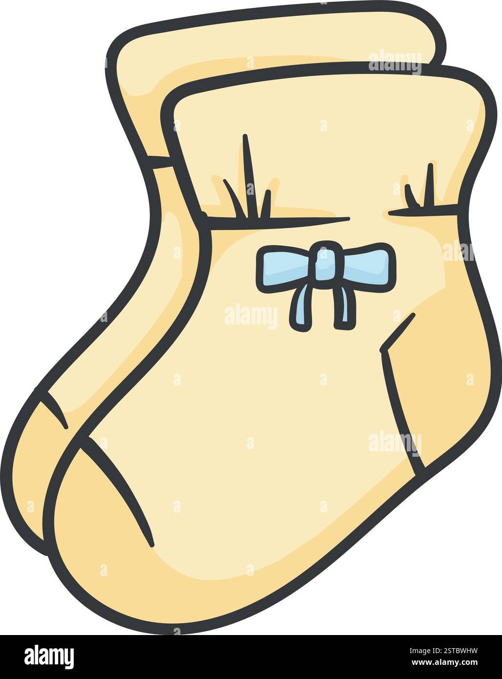 Socks for a newborn baby. Color vector illustration. Editable image for ...