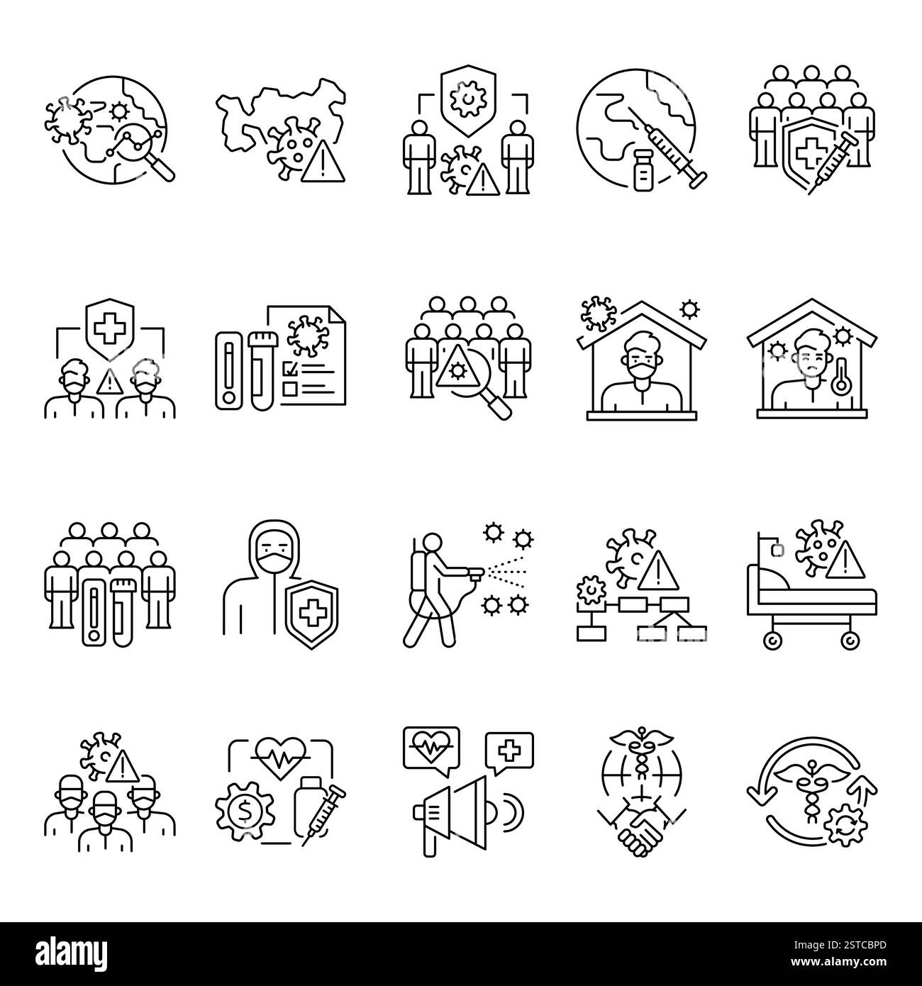 Epidemic line icon. Vector isolated element. Editable stroke. Stock Vector