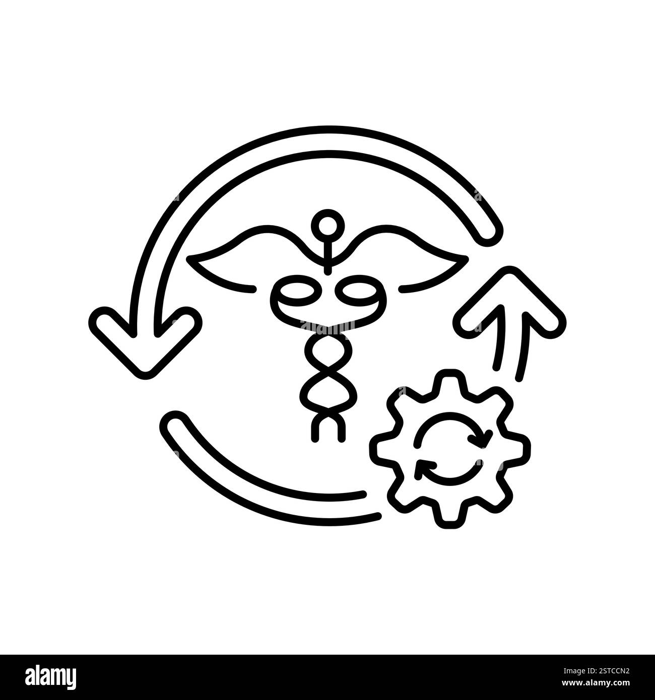 Restoring healthcare systems line icon. Vector isolated element. Editable stroke. Stock Vector
