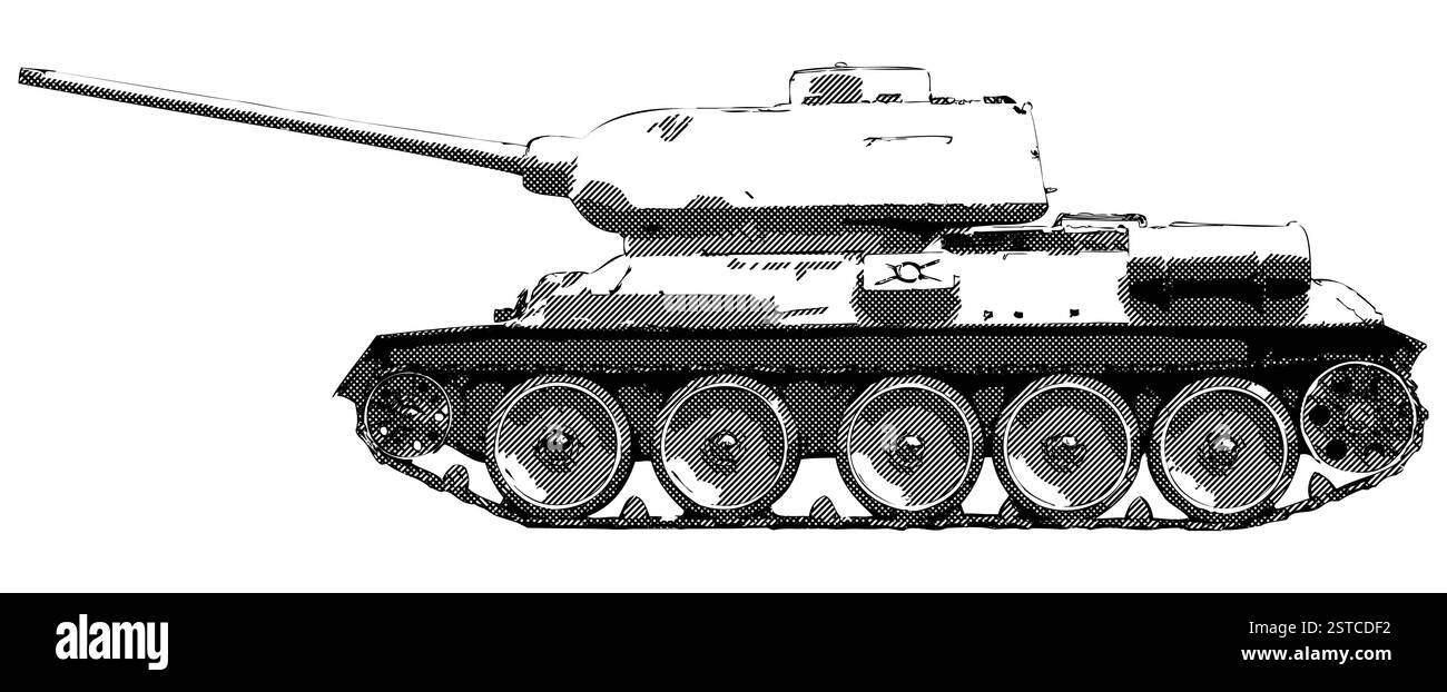 Russian tank T 34 - drawing Stock Photo