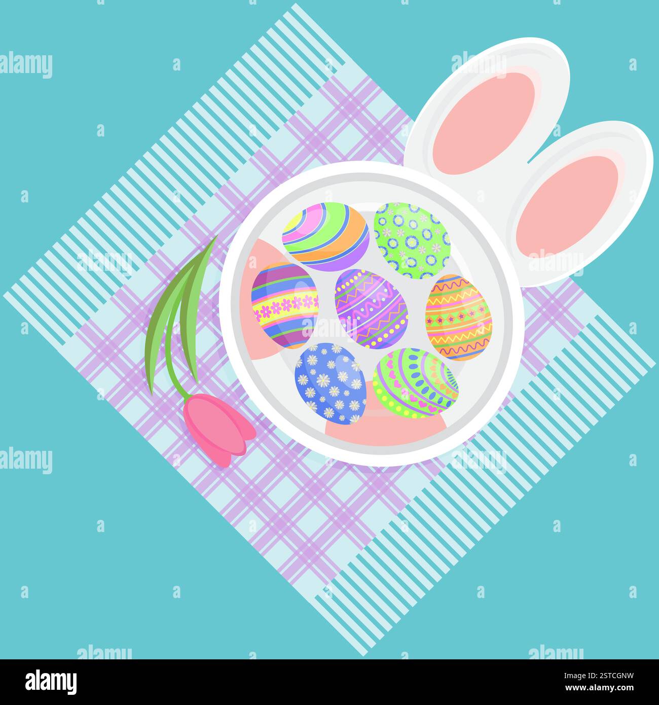 Happy Easter Spring Holiday Eggs Traditional Food Stock Vector