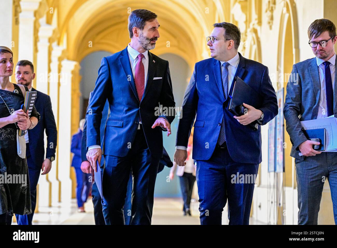 Prague, Czech Republic. 18th Feb, 2025. From centre right Czech Foreign