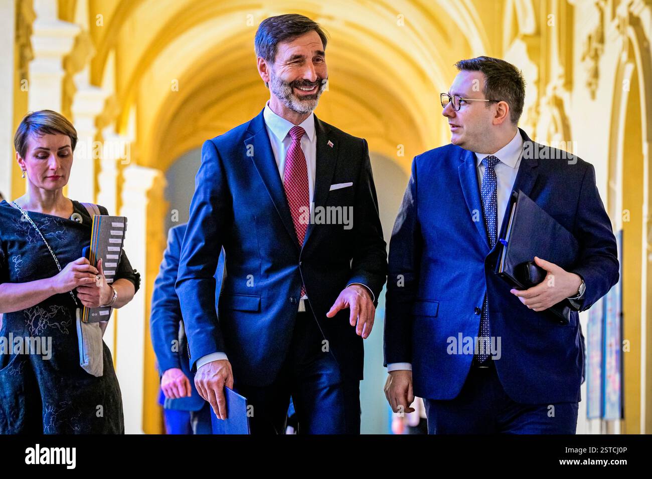 Prague, Czech Republic. 18th Feb, 2025. From right Czech Foreign