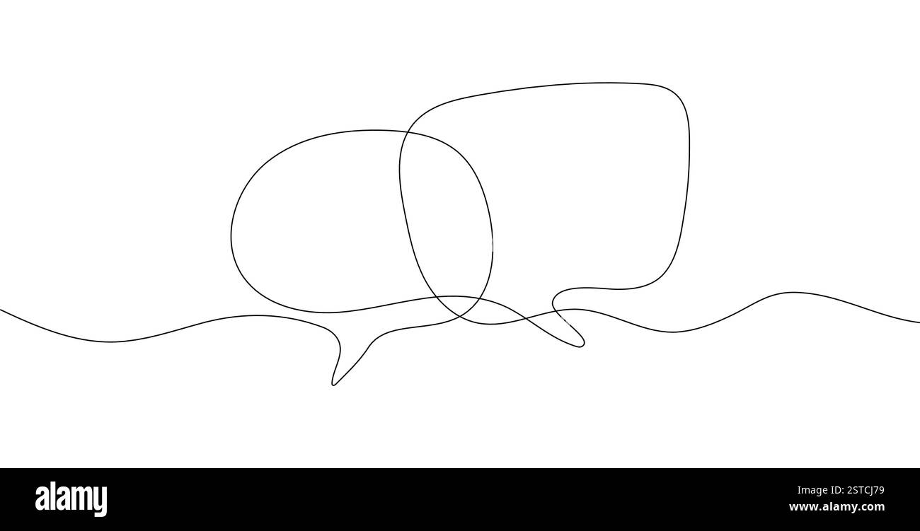 Two bubble speech continuous one line drawing. Minimalist outline concept representing Stock Vector