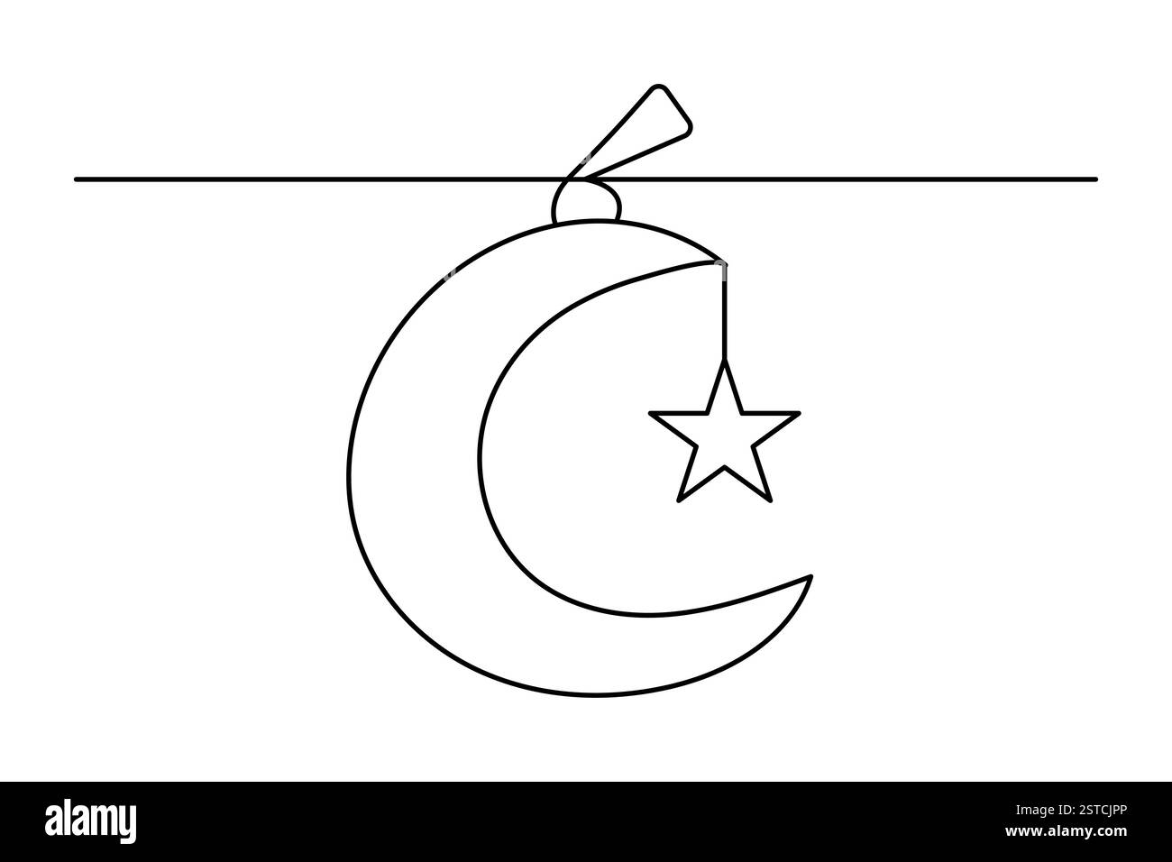 Moon continuous one line art drawing of isolated outline vector illustration Stock Vector