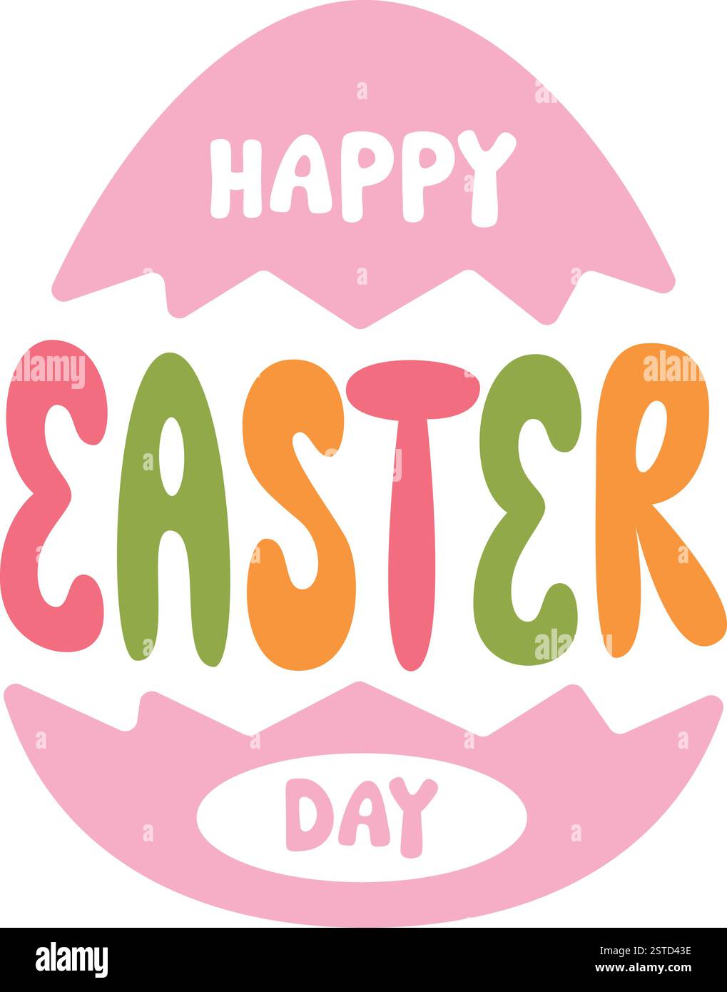 Happy Easter Day Typography White Background  Stock Vector