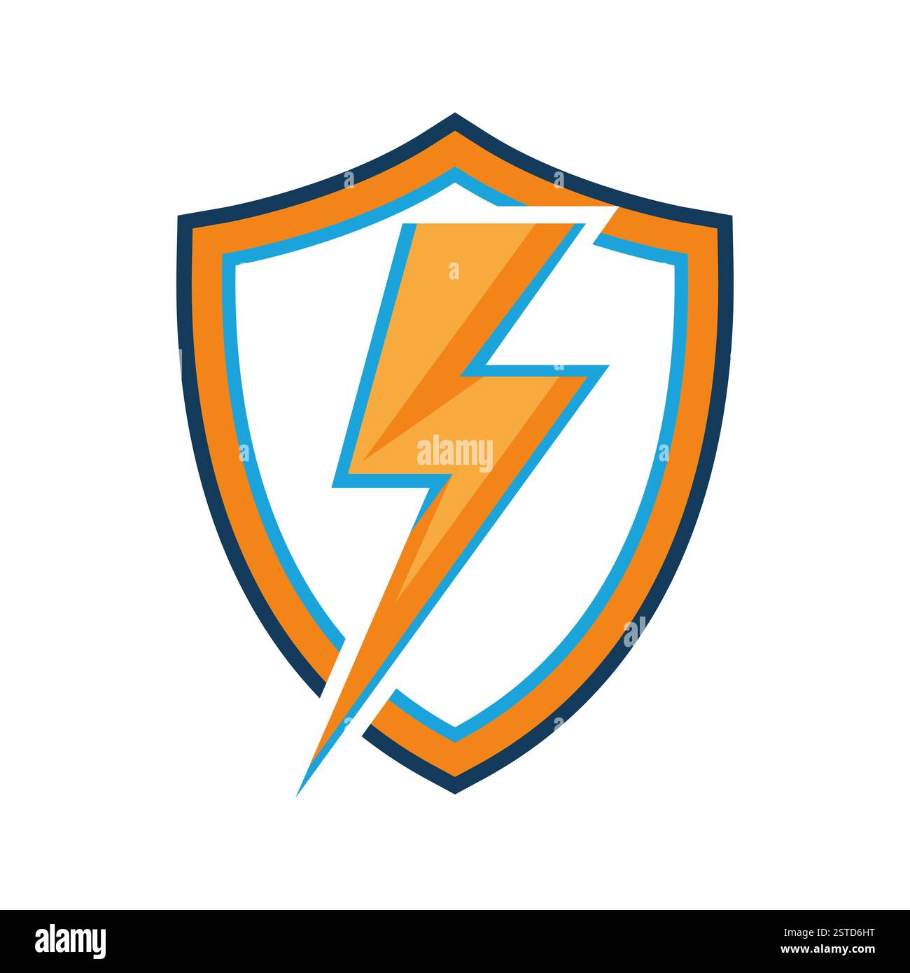 Shield icon with a lightning bolt symbol. Concept of energy protection ...