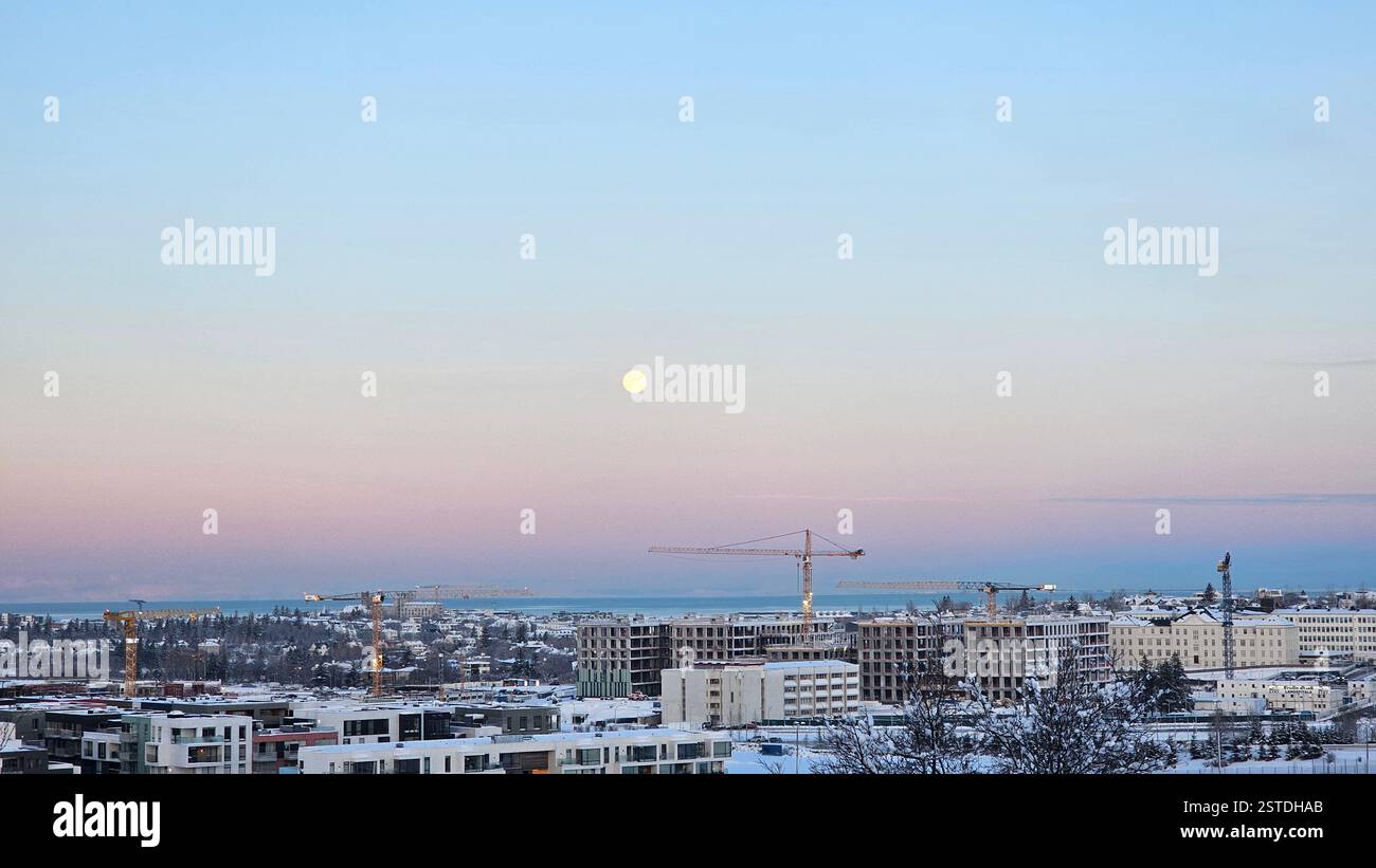 Winter moon in Iceland - Smartphone Captured Stock Image