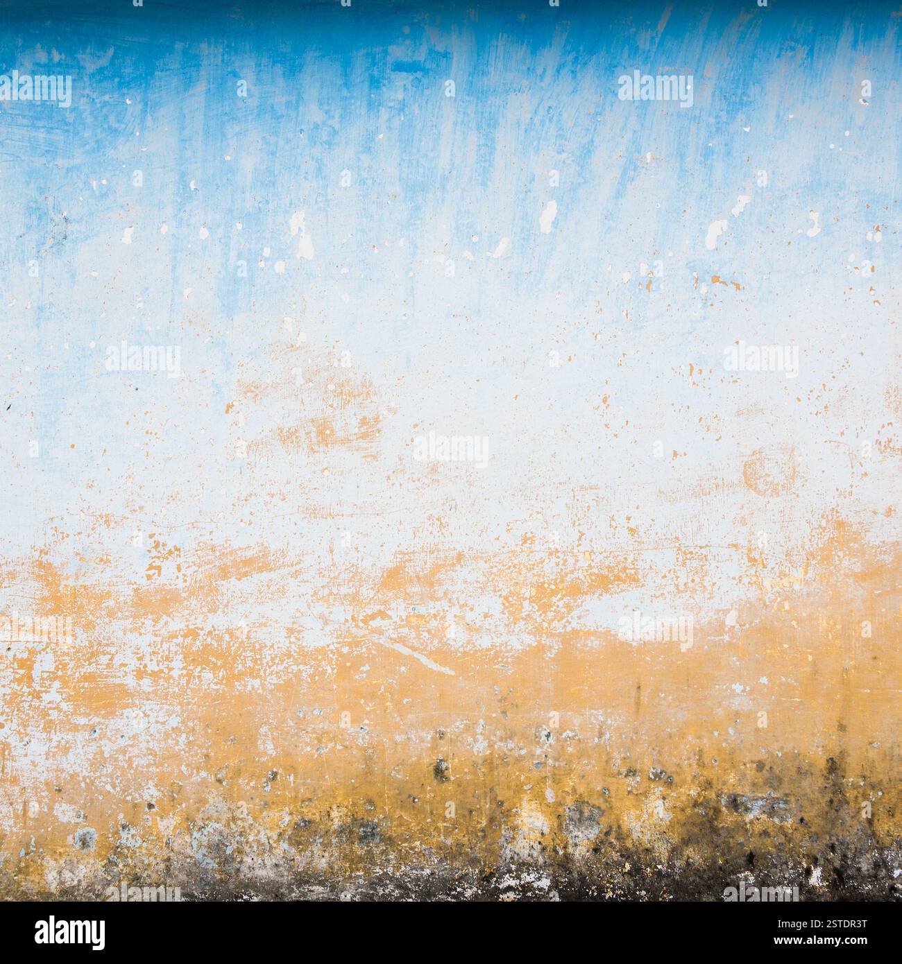 Dilapidated beige and blue wall texture Stock Photo